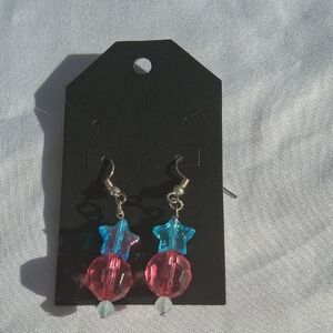 Pink and Blue Star Earrings